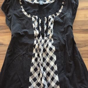 INC International Concepts Black and White Cap Sleeve Blouse